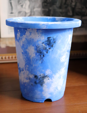 プラスチック 植木鉢 ペイント リメイク ブルー